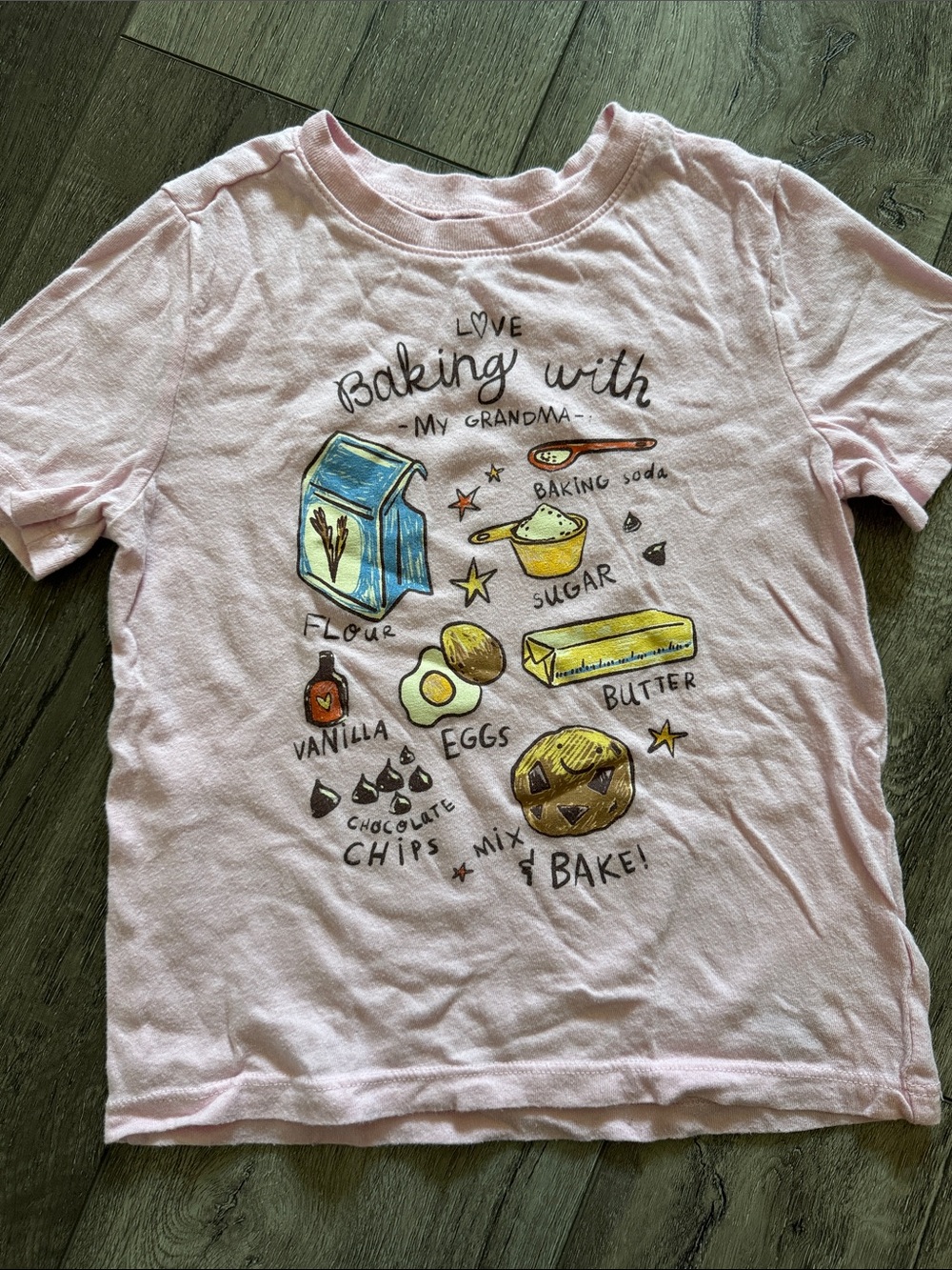 Old Navy Light Pink 'Baking With My Grandma' Graphic Tee